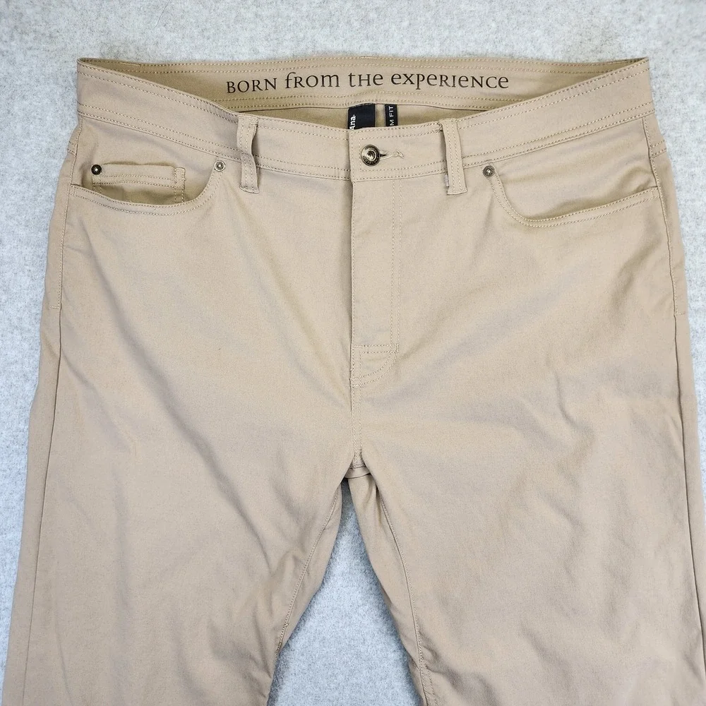 Prana Brion Pant 38x30 Slim Fit Beige Stretch Lightweight Hiking Nylon‎ Outdoor